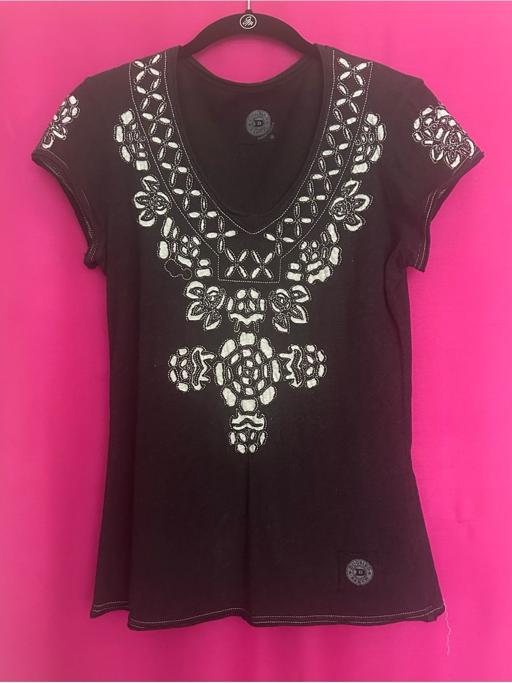 Double D Ranch Cap Sleeve V-Neck T-Shirt